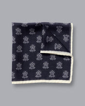 Load image into Gallery viewer, LIMITED EDITION England Rugby English Rose Pocket Square - Navy &amp; White
