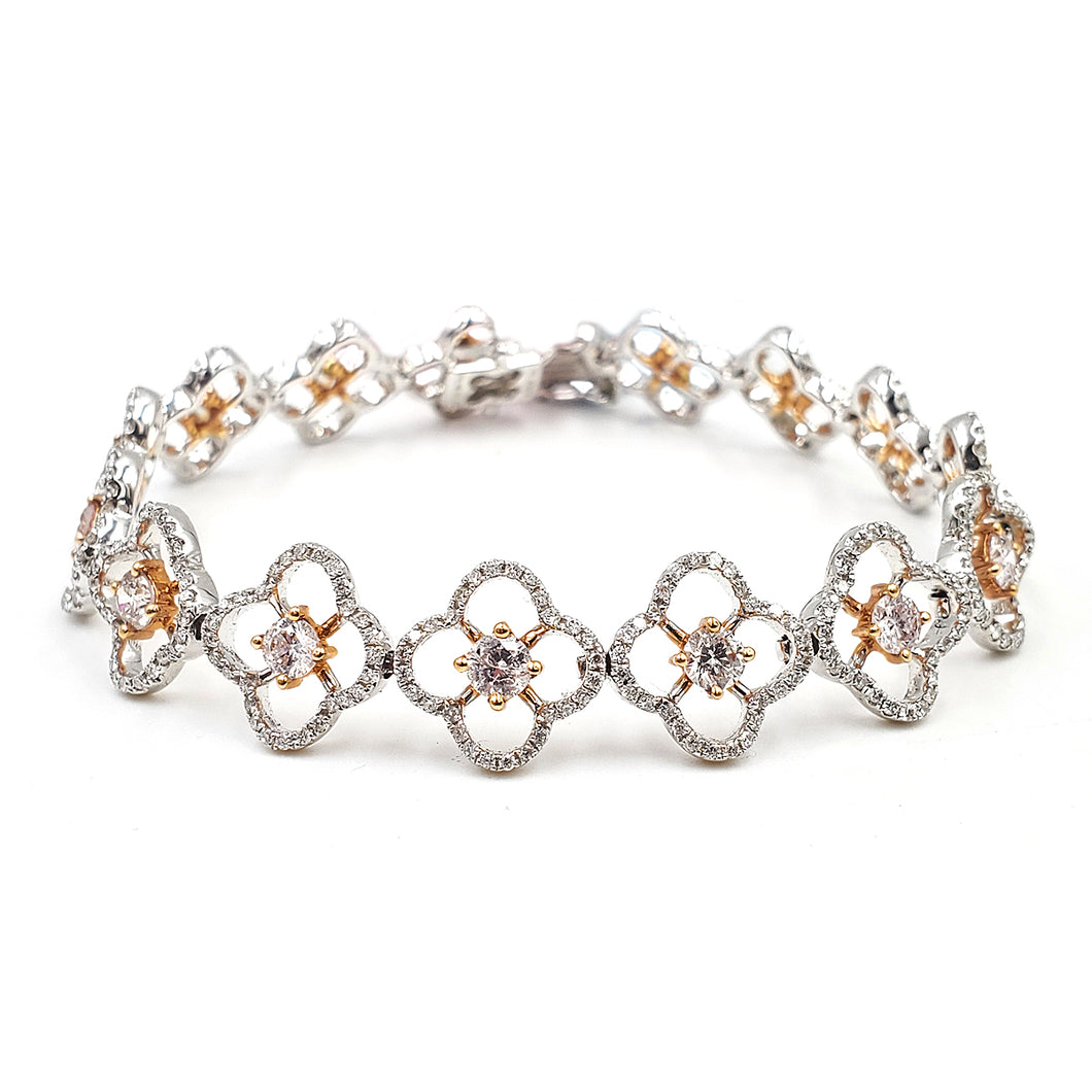 18K White Gold And Pink Faint Natural Diamond Bracelet. Style: SEB8660APG-1