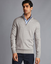Load image into Gallery viewer, Merino Zip Neck Sweater - Silver
