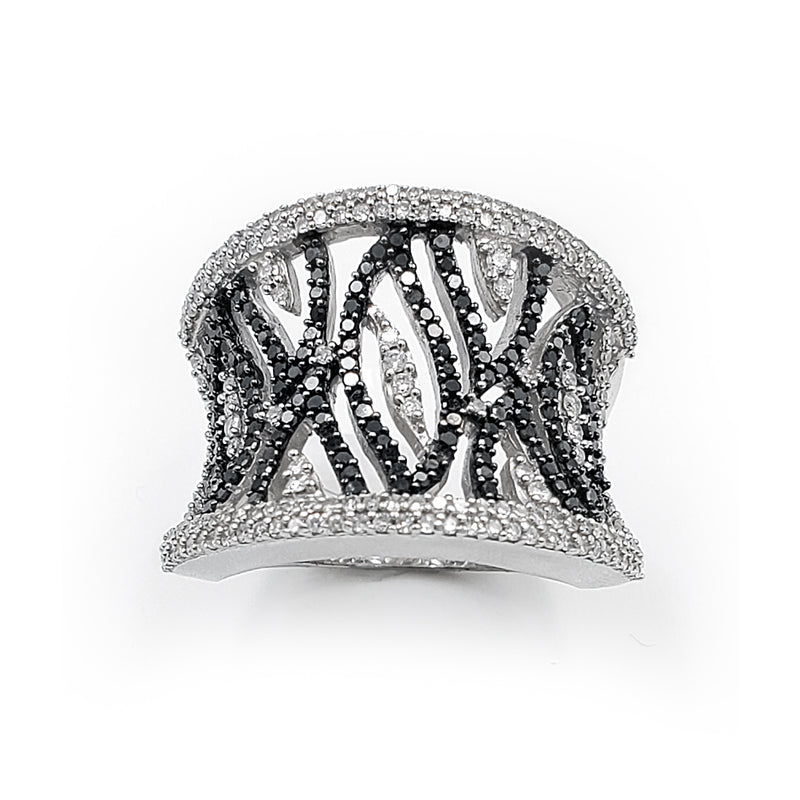 18K White Gold And Black Diamond Ring. Style: BRC12415