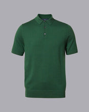 Load image into Gallery viewer, Merino Short Sleeve Polo Sweater - Dark Green

