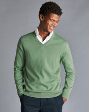 Load image into Gallery viewer, Merino V-Neck Sweater - Green
