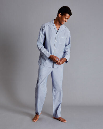 Stripe Pajama Set - Sky & White