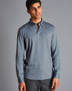 Smart Long Sleeve Jersey Polo - Steel Blue