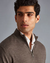 Load image into Gallery viewer, Merino Zip Neck Sweater - Mocha
