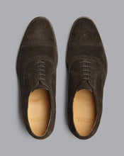 Load image into Gallery viewer, Suede Oxford Brogue Shoes - Dark Chocolate
