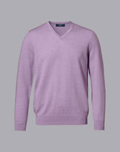 Load image into Gallery viewer, Merino V-Neck Sweater - Mauve Purple Melange
