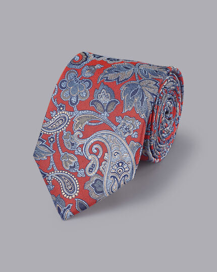 Silk Paisley Tie - Burnt Orange