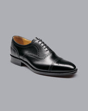 Load image into Gallery viewer, Leather Oxford Brogue Shoes - Black
