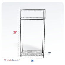 Load image into Gallery viewer, 3-Tier Garment Rack | Single Rod | 18″ x 36″ x 72″
