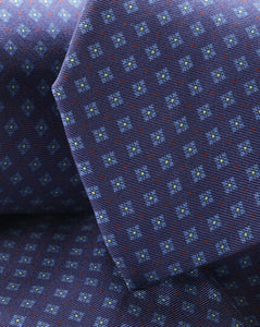 Diamond Print Silk Tie - Indigo Blue