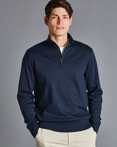 Navy Performance Zip-Neck Jumper