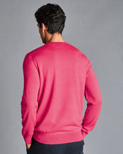 Load image into Gallery viewer, Merino Crew Neck Sweater - Bright Pink
