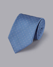 Load image into Gallery viewer, Stain Resistant Polka Dot Silk Tie - Indigo Blue

