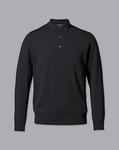 Merino Polo Sweater - Charcoal Grey