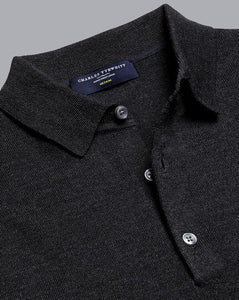 Merino Polo Sweater - Charcoal Grey