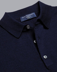 Merino Polo Sweater - Navy