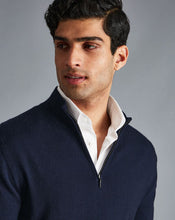 Load image into Gallery viewer, Merino Zip Neck Sweater - Navy
