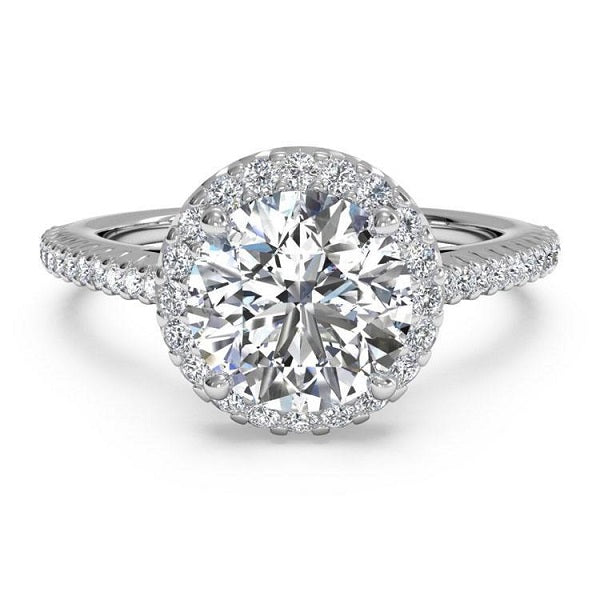 Ritani French-Set Halo Diamond Band Engagement Ring Style: 1RZ3702