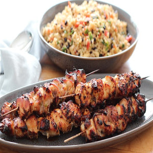 Chicken Thigh Kabob With Rice And Salad