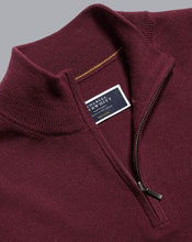 Load image into Gallery viewer, Merino Zip Neck Sweater - Burgundy
