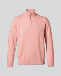 Merino Zip Neck Sweater - Light Pink