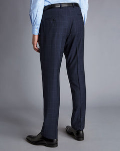 Windowpane Check Birdseye Travel Suit - Navy