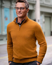 Load image into Gallery viewer, Cashmere Zip Neck Sweater - Mustard
