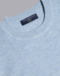 Merino Cashmere Crew Neck Sweater - Sky