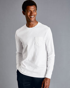 Cotton Long Sleeve Tyrwhitt T-Shirt - White