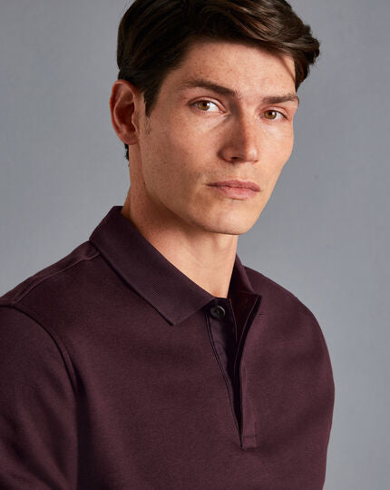 Long Sleeve Polo Sweatshirt - Wine