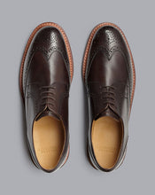 Load image into Gallery viewer, Rubber Sole Leather Derby Brogue Shoes - Dark Chocolate
