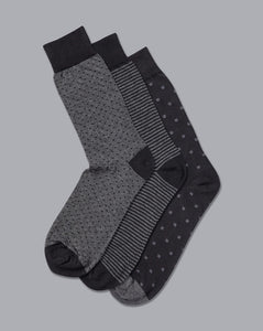 Cotton Rich 3 Pack Socks - Multi Pattern