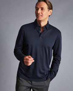 Smart Long Sleeve Jersey Polo - Navy