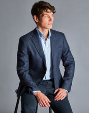 Load image into Gallery viewer, British Luxury Linen Wool Prince of Wales Check Jacket - Indigo Blue
