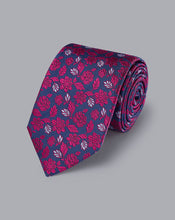 Load image into Gallery viewer, Silk English Luxury Design Tie - Cobalt Blue &amp; Dark Pink
