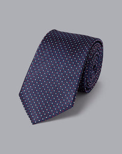 Patterned Silk Tie - Indigo Blue