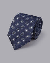 Load image into Gallery viewer, Stain Resistant Paisley Silk Tie - French Blue
