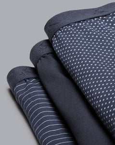 3 Pack Cotton Stretch Patterned Jersey Trunks - French Blue