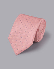 Load image into Gallery viewer, Stain Resistant Polka Dot Silk Tie - Light Coral Pink
