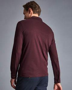 Cotton TENCEL™ Mix Long Sleeve Polo - Wine