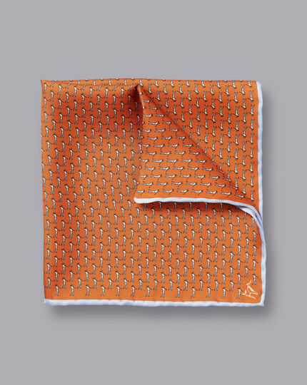 Golfer Print Pocket Square - Orange
