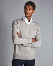 Load image into Gallery viewer, Merino V-Neck Sweater - Silver

