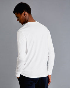 Cotton Long Sleeve Tyrwhitt T-Shirt - White