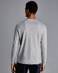 Cotton Long Sleeve Tyrwhitt T-Shirt - Grey Marl