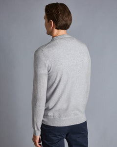 Merino Cashmere Crew Neck Sweater - Silver