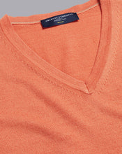 Load image into Gallery viewer, Merino V-Neck Sweater - Orange
