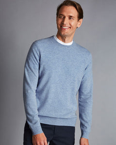 Merino Cashmere Crew Neck Sweater - Sky