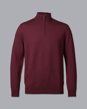 Load image into Gallery viewer, Merino Zip Neck Sweater - Burgundy

