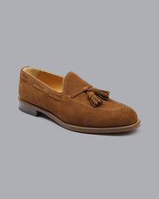 Load image into Gallery viewer, Suede Tassel Loafers - Chestnut Brown
